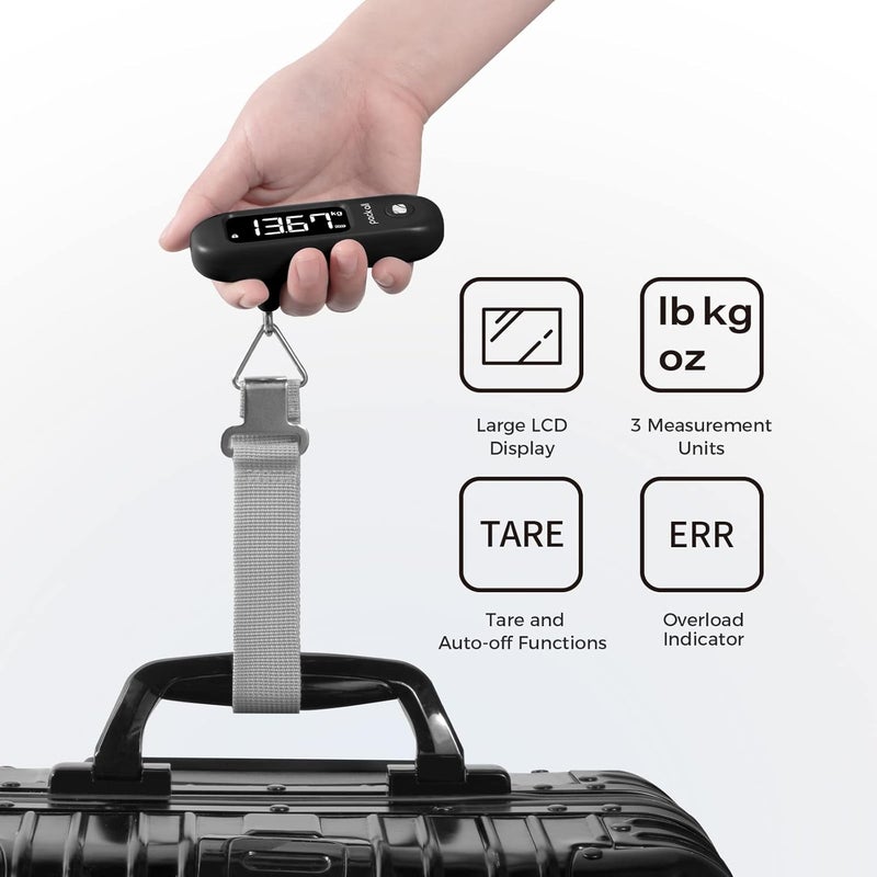 pack all 110 Lbs Luggage Scale, Digital Handheld Baggage Scale, Travel Suitcase Weight Scale with LCD Display, Battery Included, Black - Image 2